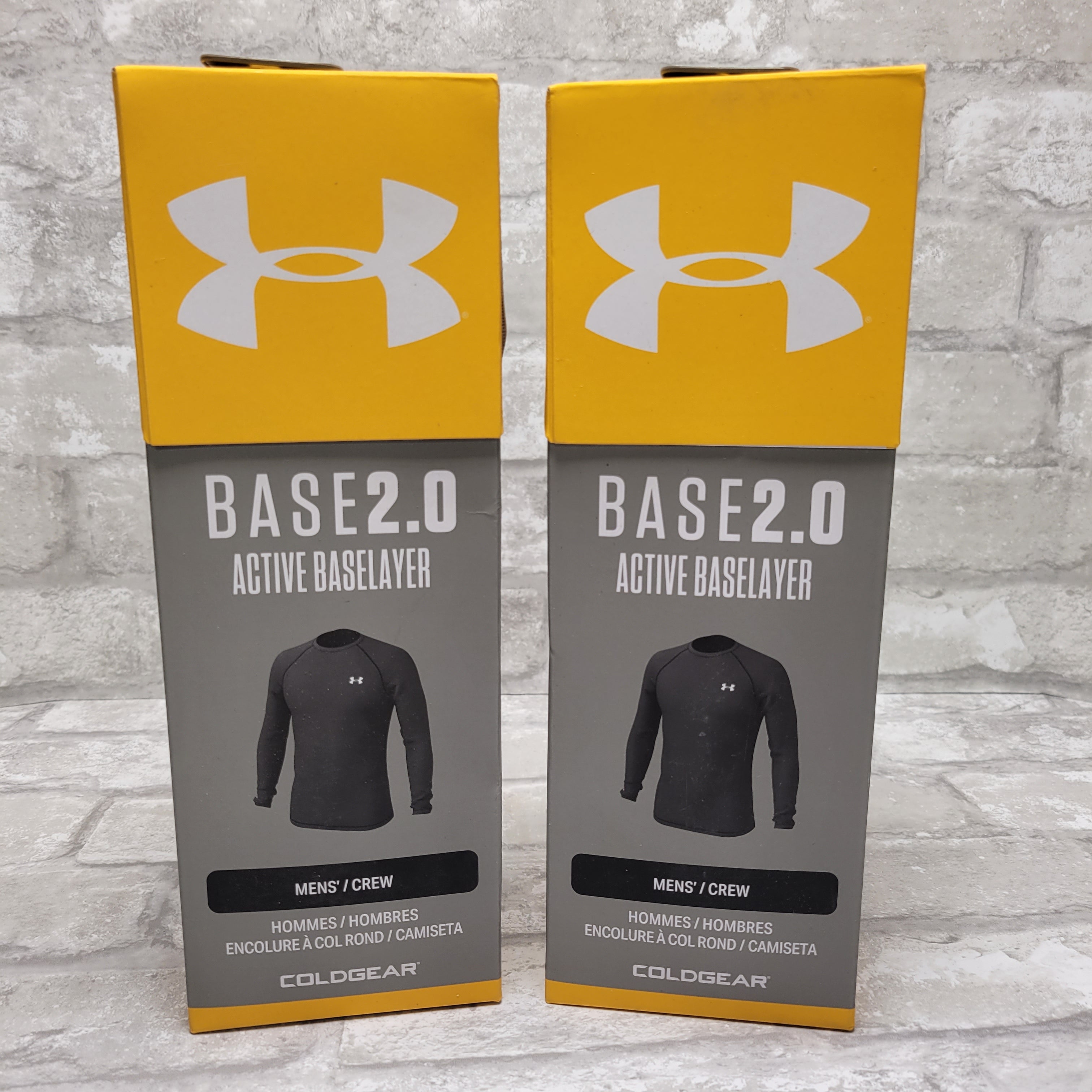 (2) Under Armour Men's Active Baselayer 2.0 Crew-Neck, Black, 3X-Large (7925198717166)